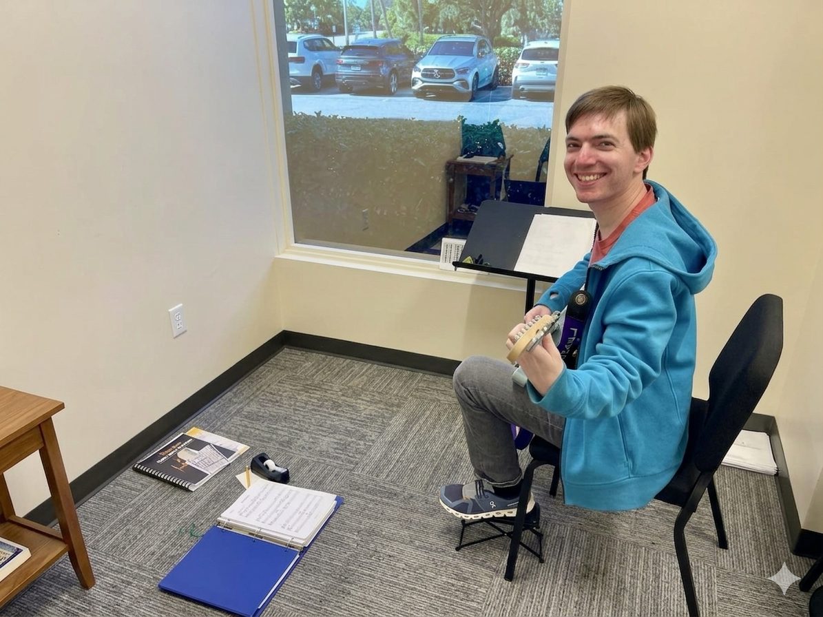Student practicing an instrument in an ICON lesson room